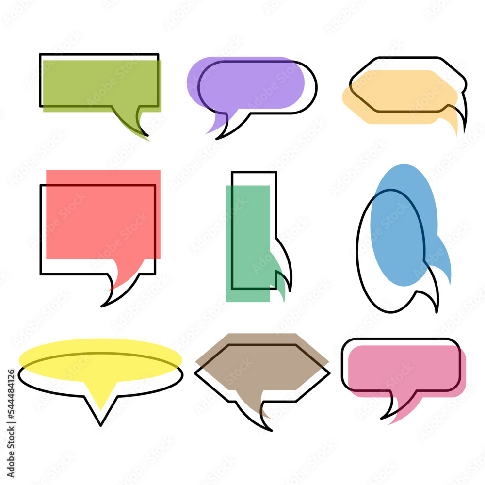 Linear spot messages. Chat message icon. Line drawing. Chat icon set. Dialog frame. Vector illustration. Stock image. 