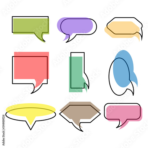 Linear spot messages. Chat message icon. Line drawing. Chat icon set. Dialog frame. Vector illustration. Stock image. 