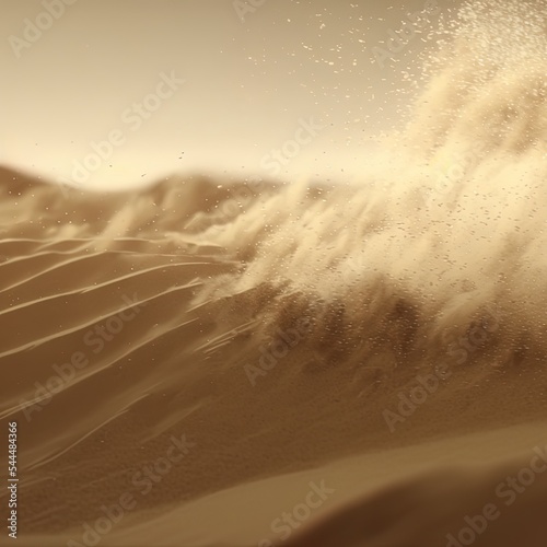 Digital graphic background of spinning sand in summer. light brown beige splashing sand scene