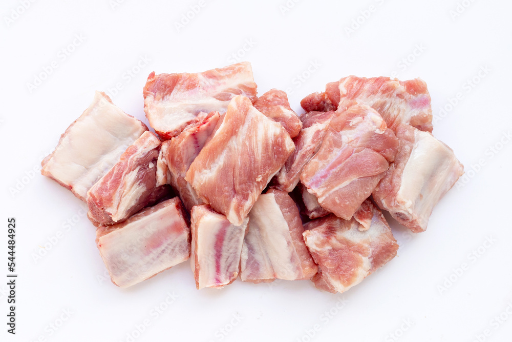 Raw pork ribs isolated on white background