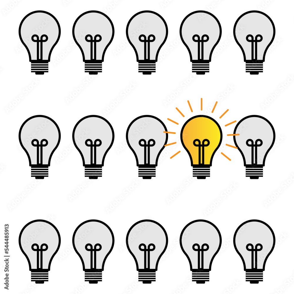 Sketch light bulbs set for web design. Vector illustration. Stock image. Sketch light bulbs set for web design. Vector illustration. Stock image.