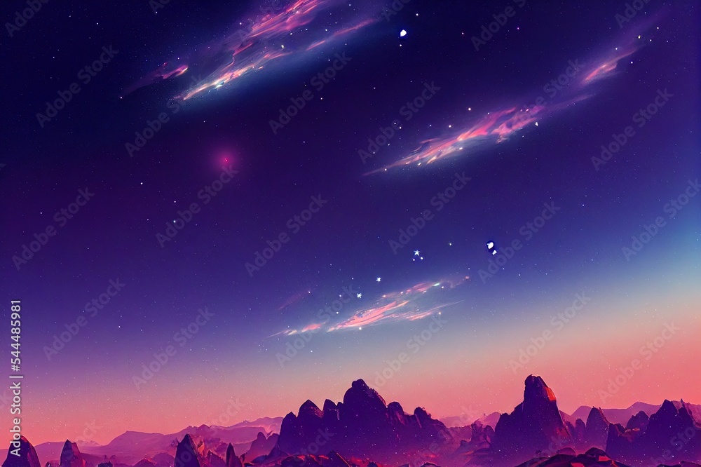 Blue Purple Gradient Sky With Twinkling Stars