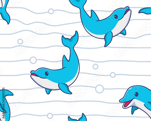 seamless pattern dolphin illustration cartoon
