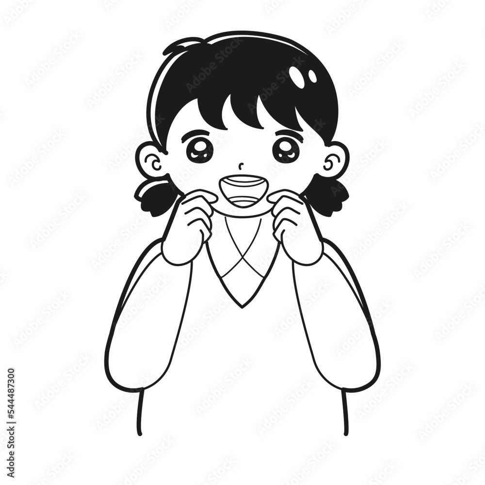 歯科矯正のワイヤーを装着した子どものイラスト 歯科矯正のワイヤーを装着した子どものイラスト
