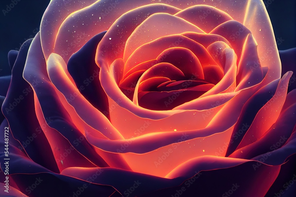 Glowing red rose on a pile of ashes and embers and smoke. Rose on fire  Stock Illustration | Adobe Stock