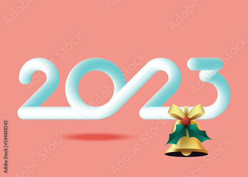 2023 Happy new year concept background decorative with golden bell