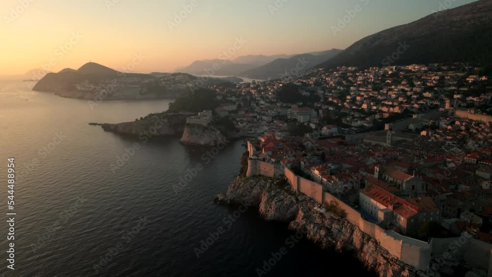 Aerial View of Dubrovnik Old Town at Sunset , UNESCO Site, Croatia. part27