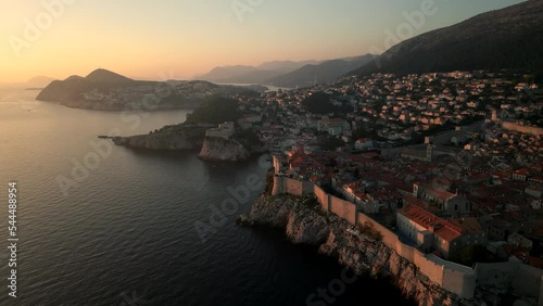 Aerial View of Dubrovnik Old Town at Sunset , UNESCO Site, Croatia. part27 photo