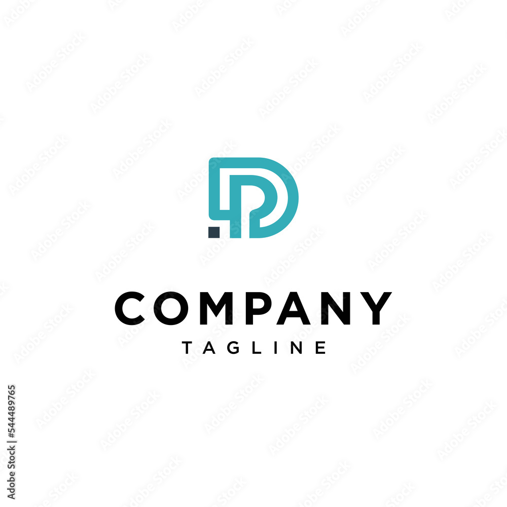 Letter P and D initial round logo template