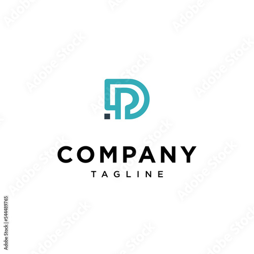 Letter P and D initial round logo template