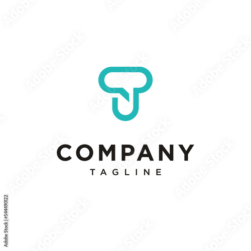 T Letter chatting message logo vector template