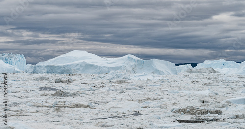 Giant icebergs in Disko Bay on Greenland