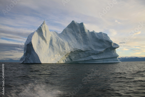 Stranded iceberg and ice near evening in arctic