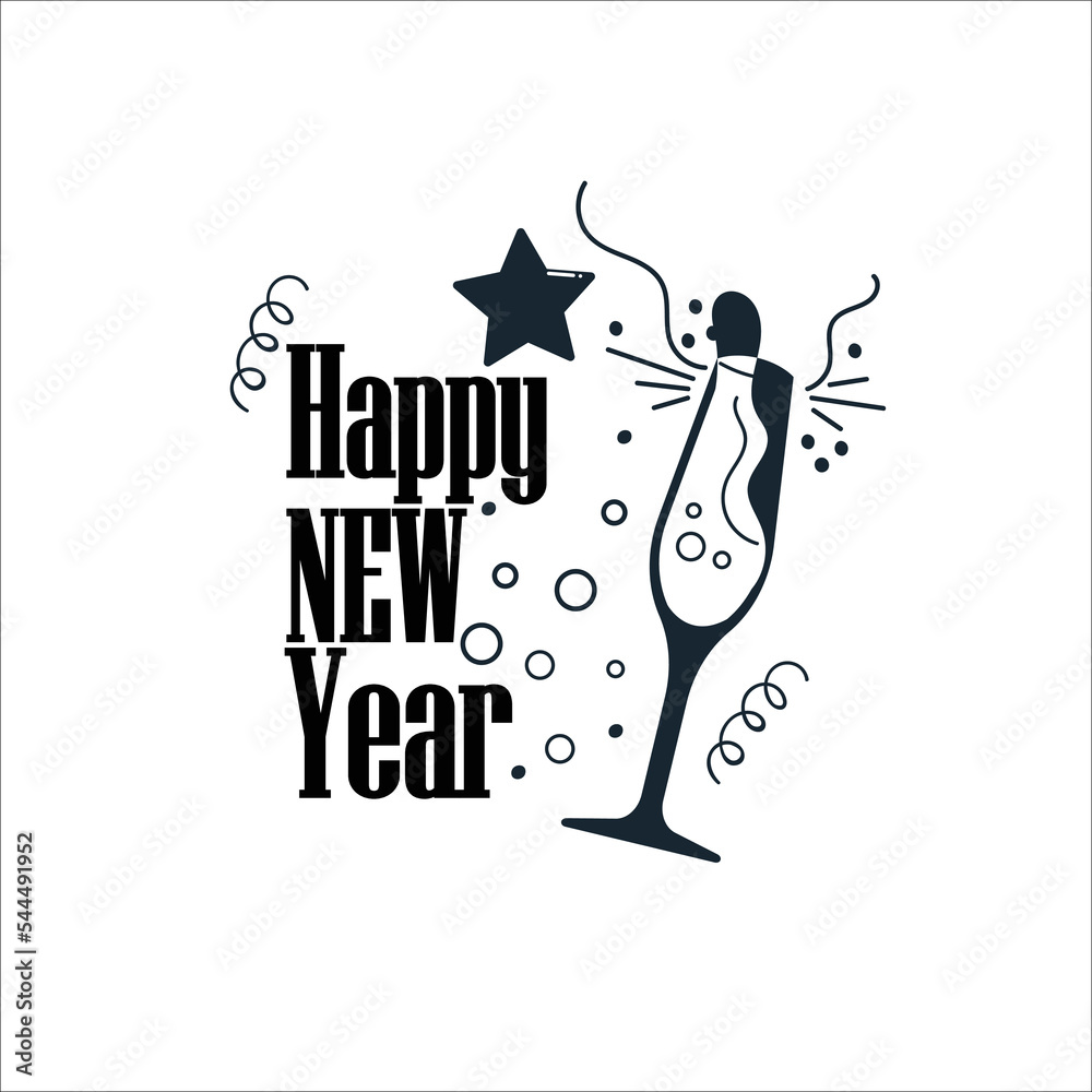 Fototapeta premium Vector illustration. Happy New Year on white background. logo design