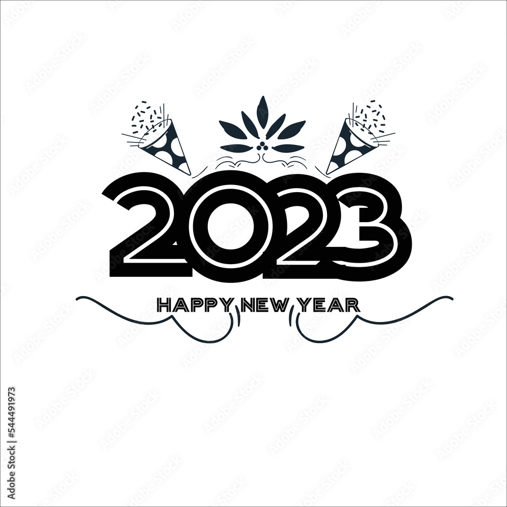 Happy new year 2023 logo design. Isolated on white background