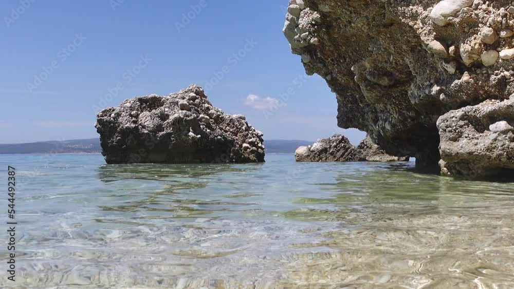 Static view of the rocks in the Adriatic Sea in Croatia at summer.