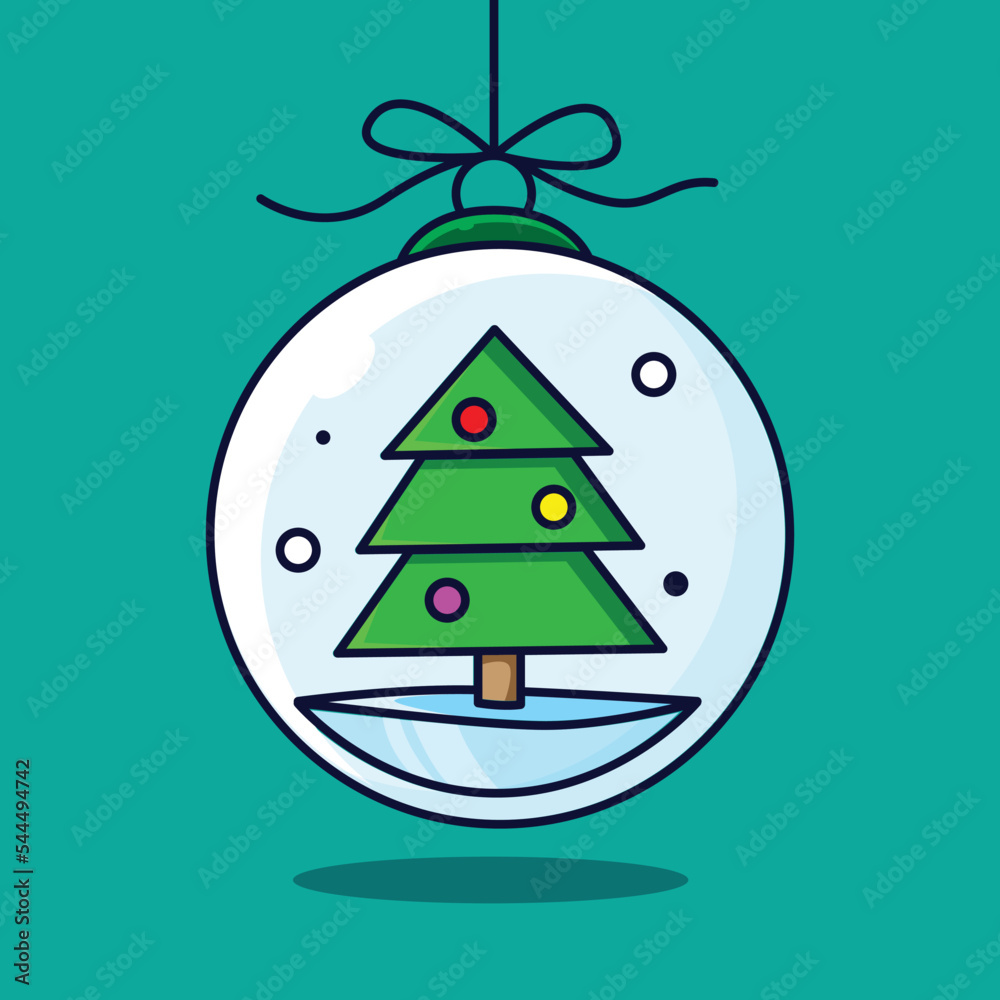Christmas ball pine cute cartoon illustration Christmas ball pine cute cartoon illustration
