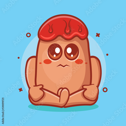 cute corn dog food character mascot with sad expression isolated cartoon in flat style design