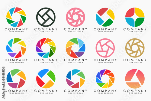 creative lens and camera logo icon set. Icons of photography, image, photo gallery and photo camera.