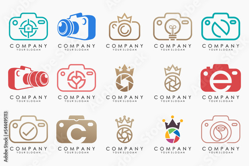 creative lens and camera logo icon set. Icons of photography, image, photo gallery and photo camera.