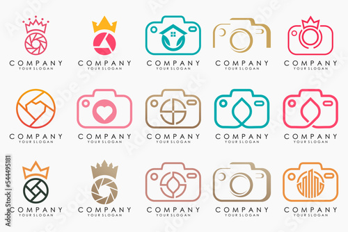 creative lens and camera logo icon set. Icons of photography, image, photo gallery and photo camera.