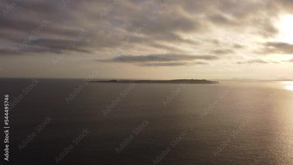 aerial view of Punta del Este City Beach in Uruguay at sunset, with Gorriti Island in the background aerial view of Punta del Este City Beach in Uruguay at sunset, with Gorriti Island in the background