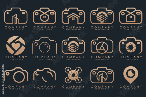 creative lens and camera logo icon set. Icons of photography, image, photo gallery and photo camera.
