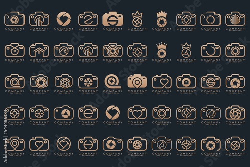 creative lens and camera logo icon set. Icons of photography, image, photo gallery and photo camera.