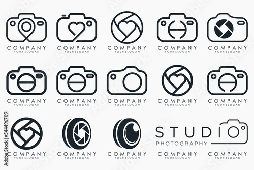 Photo and camera logo icon set. Icons of photography, image, photo gallery and photo camera.