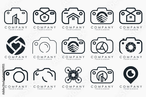Photo and camera logo icon set. Icons of photography, image, photo gallery and photo camera.