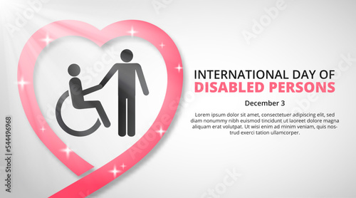 International day of disabled persons background with love ribbon and silhouette