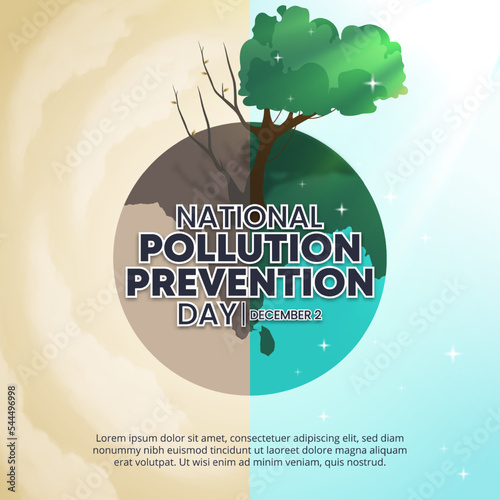 National pollution prevention day background with a clean and polluted earth condition