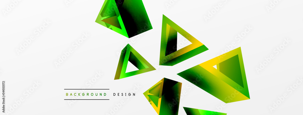 Triangle abstract background. 3d vector basic shape technology or business concept composition. Trendy techno business template for wallpaper, banner, background or landing