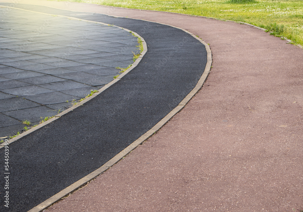 Obraz premium Close-up of a part of a sports stadium with markings for a treadmill