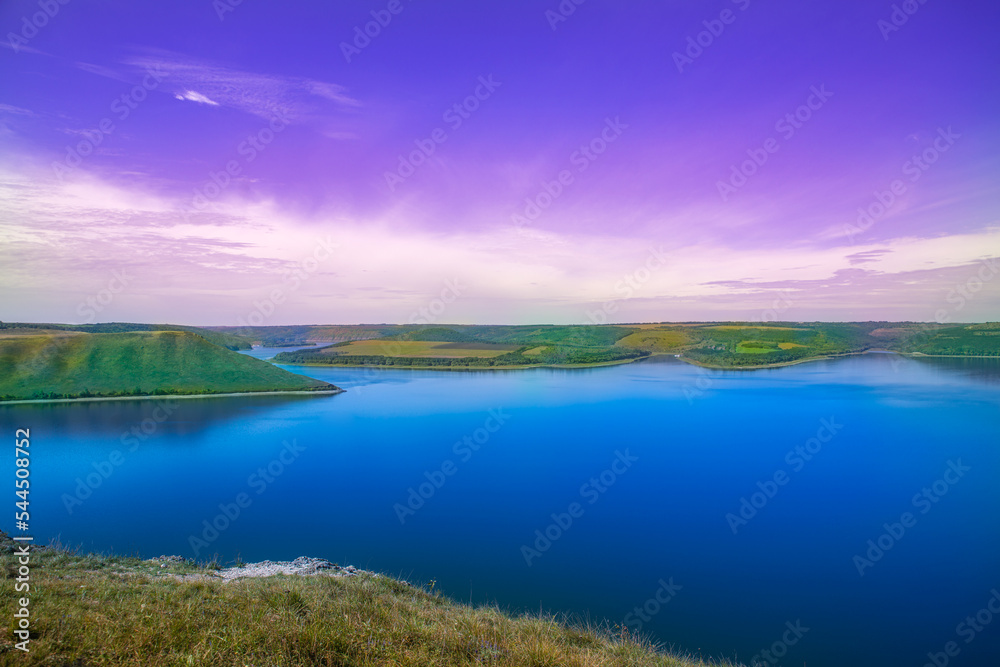 Bakota - Panoramic view of the beautiful coast of the Dniester River.