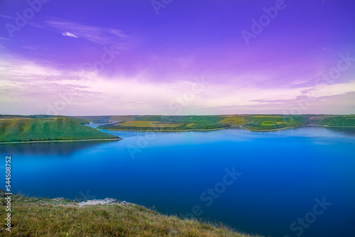 Bakota - Panoramic view of the beautiful coast of the Dniester River. © chebonenko