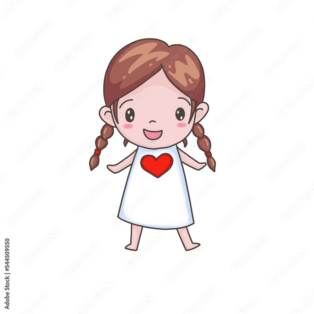 A girl with strong heart cartoon character illustration. A girl with strong heart cartoon character illustration.