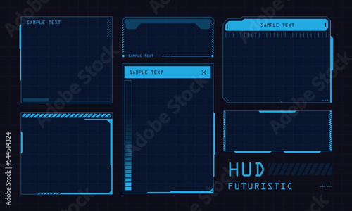 Hud frames futuristic text box border frame scifi digital screen hologram panel vector