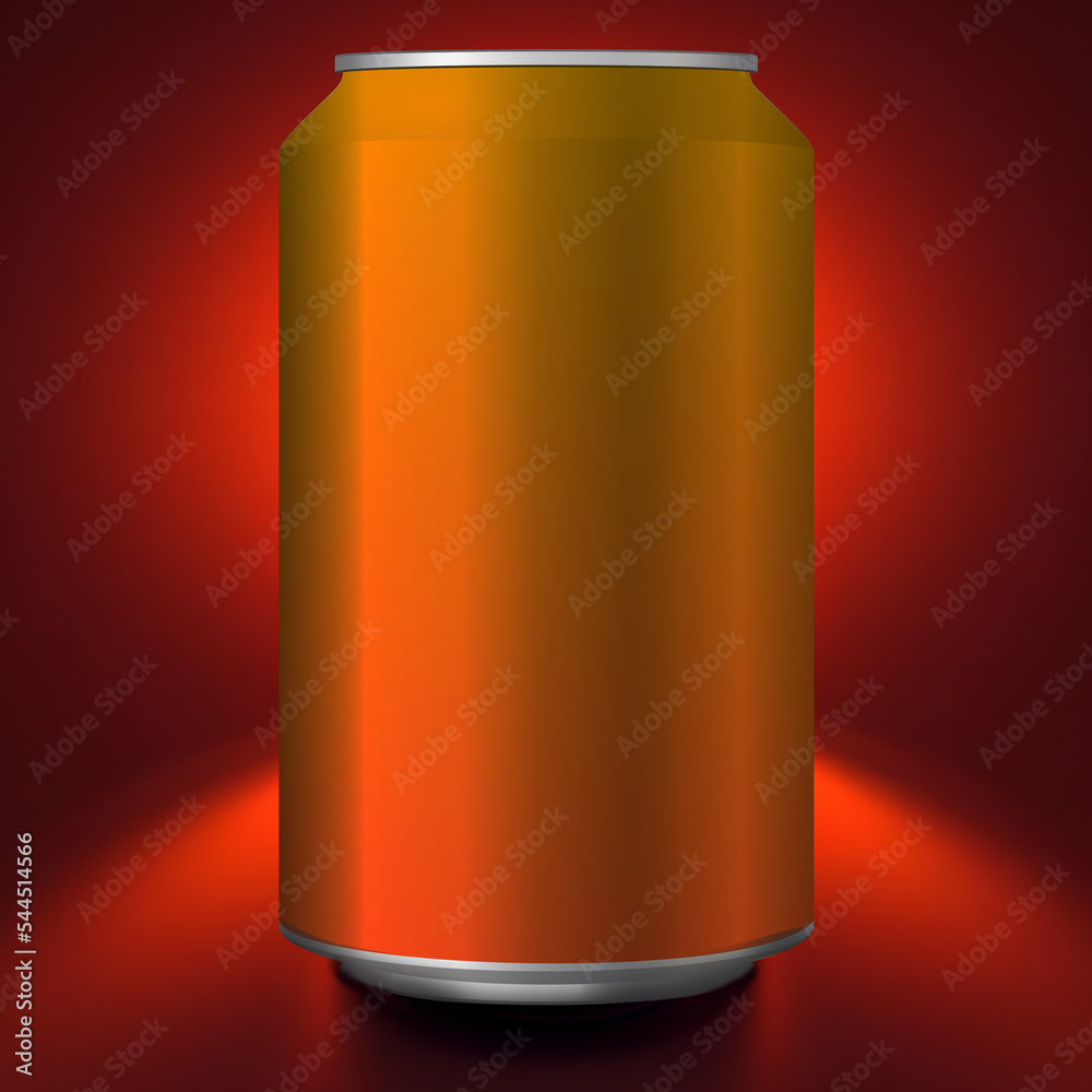 Beverage drink can on red background. 3D rendering image. Beverage drink can on red background. 3D rendering image.