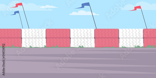 Karting competition or go-kart racing empty track flat vector illustration.