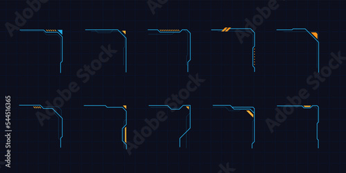 Hud border decorative lines frame set