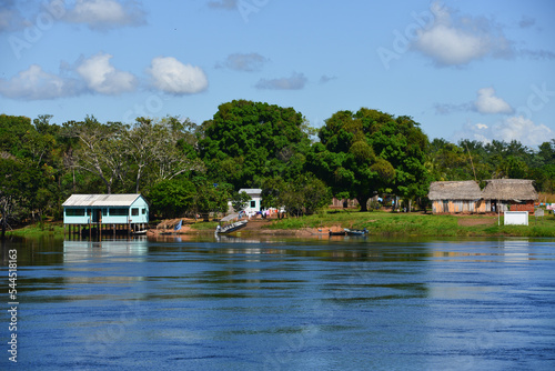 The small and remote riverside village of Mateguá on the banks of the Guaporé-Itenez river, Beni Department, Bolivia, on the border with Rondonia state, Brazil