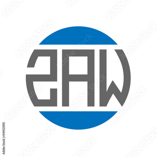 ZAW letter logo design on white background. ZAW creative initials circle logo concept. ZAW letter design. photo