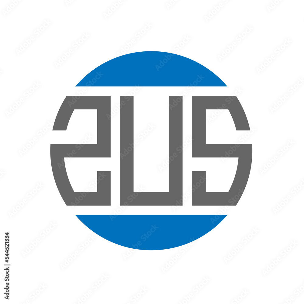 ZUS letter logo design on white background. ZUS creative initials circle logo concept. ZUS letter design.