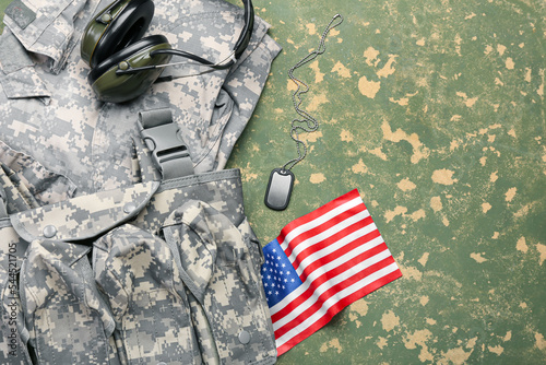 Military uniform, headphone...
