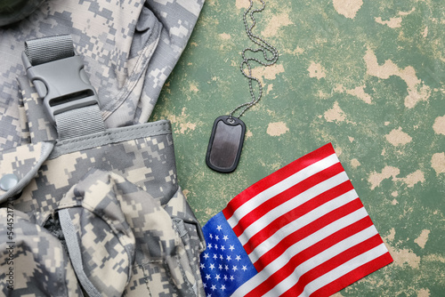 Military uniform, tag and n...