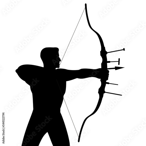 Illustration of archer shooting arrow.