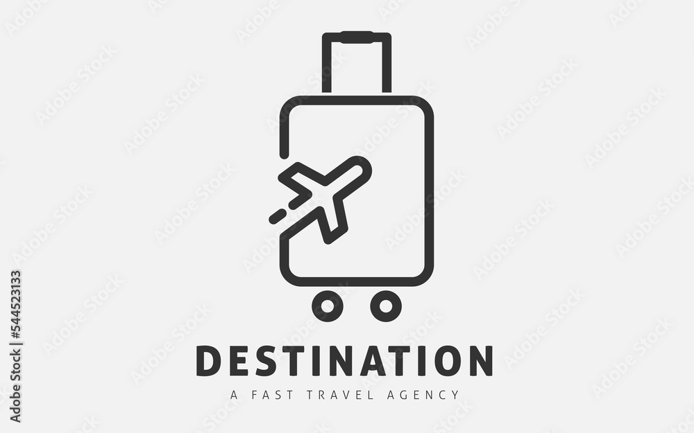 Travel Logo Design Template. Concepts For Luggage and airplane. Travel Agencies, Tours, Tickets, Vacations. Minimal Logo Design.