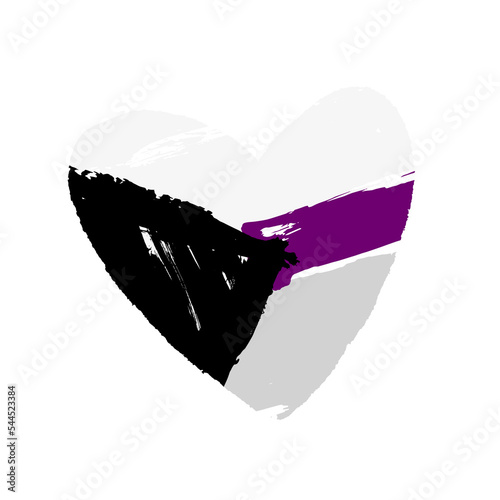 A flag of demisexual pride in the shape of a big heart. A colorful logo of one of the LGBT flags. Limited sexual attraction. Sexual identification. photo