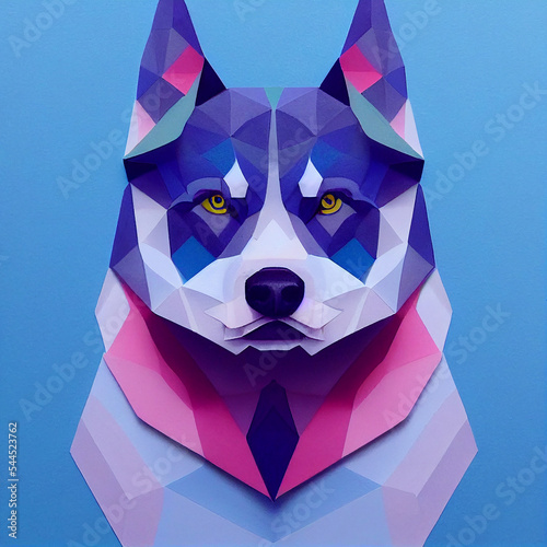 paper cut craft  paper illustration  pastel colors  siberian husky